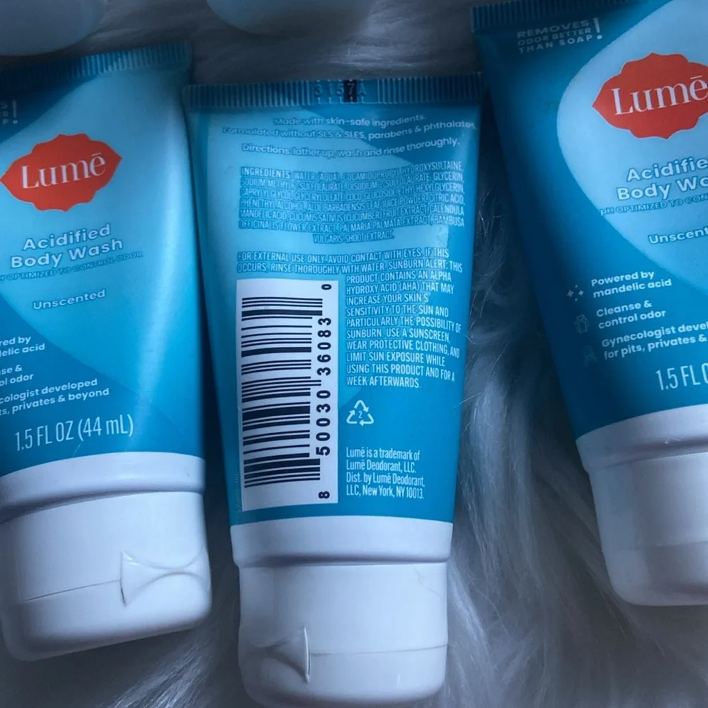 X6 Lume Acidified Body Wash Unscented Travel Size 1.5 fl oz